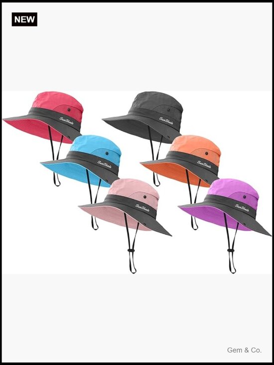 6-Pack Wide Brim Sun Hat Packable UPF 50+ Ponytail Design Cowboy Style main image 5